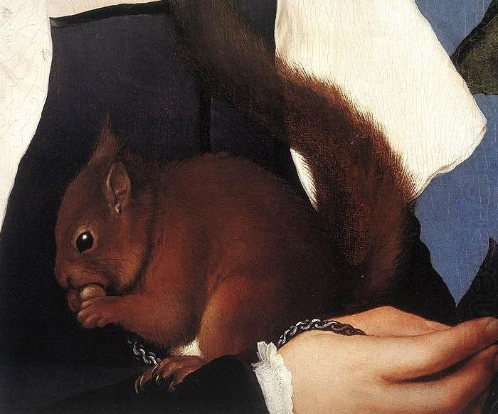 Portrait of a Lady with a Squirrel and a Starling, Hans holbein the younger